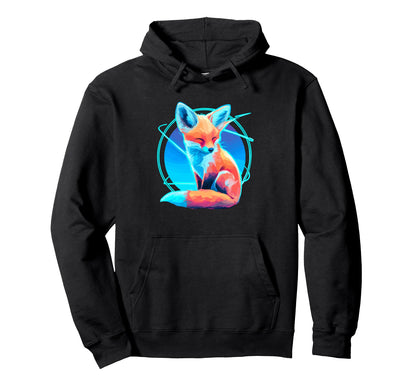 Cyber Fox Vaporwave Aesthetic Nightscape Hoodie - Unique Graphic Men Women - T-Shirt, Sweatshirt, Hoodie