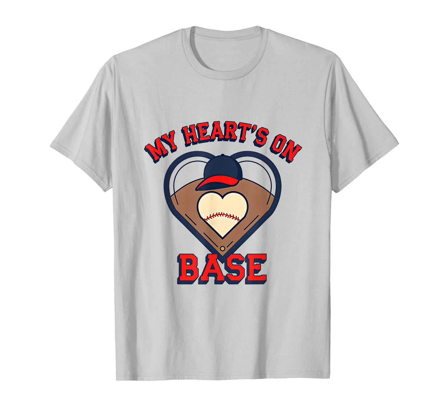 My Hearts Base Mom Baseball T-Shirt - Fun Novelty Design Unisex - T-Shirt, Sweatshirt, Hoodie