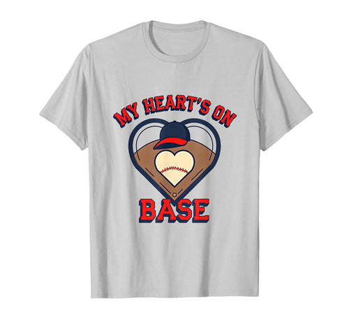 My Hearts Base Mom Baseball T-Shirt - Fun Novelty Design Unisex - T-Shirt, Sweatshirt, Hoodie