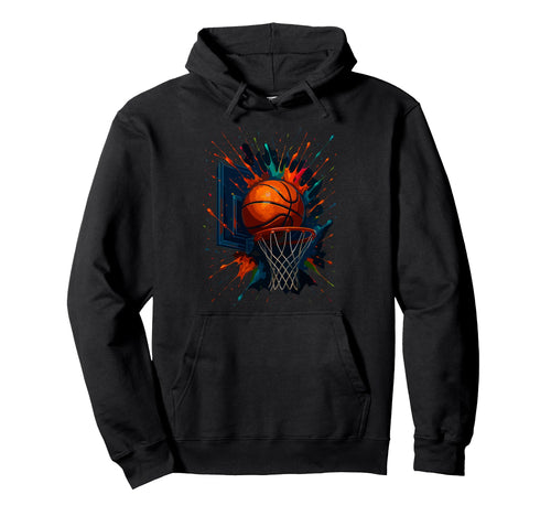 Colorful Paints Splash Basketball Ball Hoodie - Novelty Apparel Men Women - T-Shirt, Sweatshirt, Hoodie