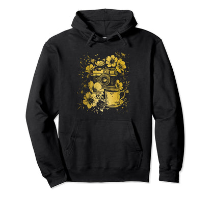 Photographer Coffee Camera Flowers Hoodie - Novelty Apparel Men Women - T-Shirt, Sweatshirt, Hoodie