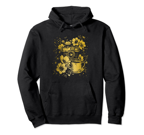 Photographer Coffee Camera Flowers Hoodie - Novelty Apparel Men Women - T-Shirt, Sweatshirt, Hoodie