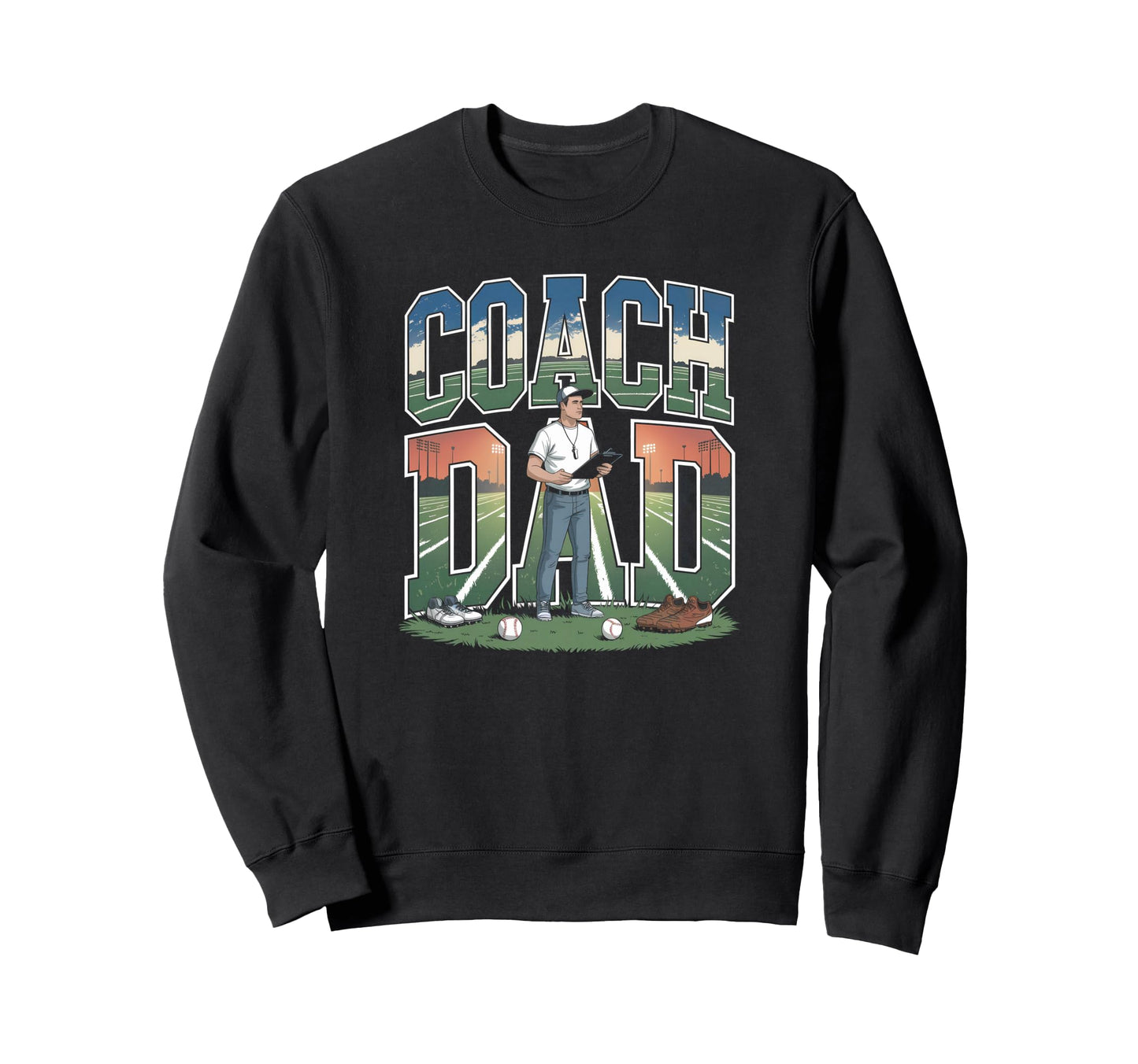 Coach Dad Sports Field Pride Sweatshirt - Unique Graphic for Adults - T-Shirt, Sweatshirt, Hoodie