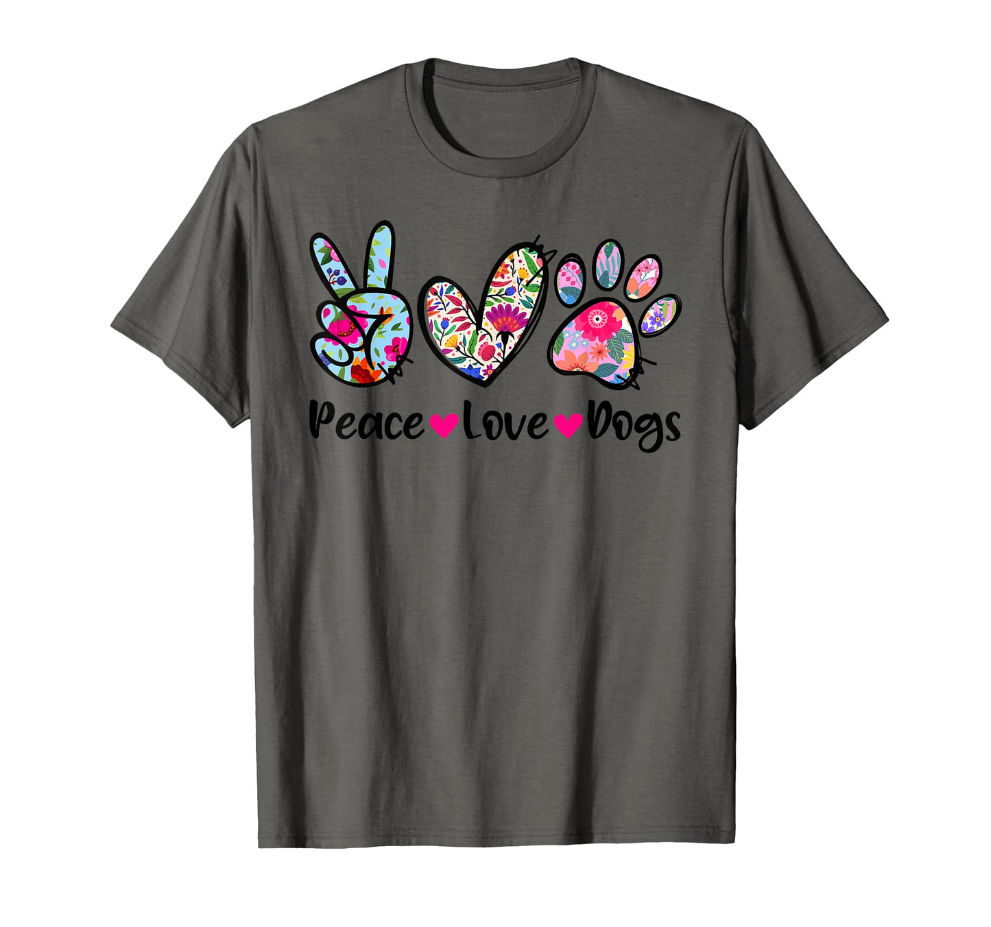 Peace Love Dogs Floral Dog Paw Dog T-Shirt - Custom Art Print Men Women - T-Shirt, Sweatshirt, Hoodie