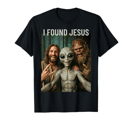 Funny Bigfoot Alien Jesus Rock Hand Sign T-Shirt - Novelty Apparel Unisex - T-Shirt, Sweatshirt, Hoodie
