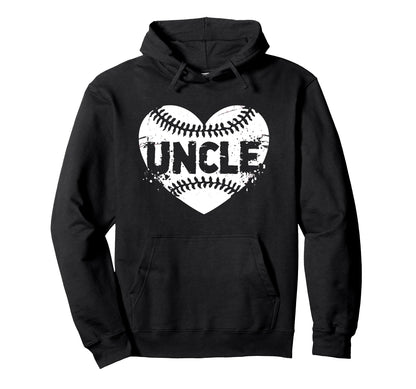 Uncle Baseball Heart Hoodie - Novelty Apparel Men Women - T-Shirt, Sweatshirt, Hoodie