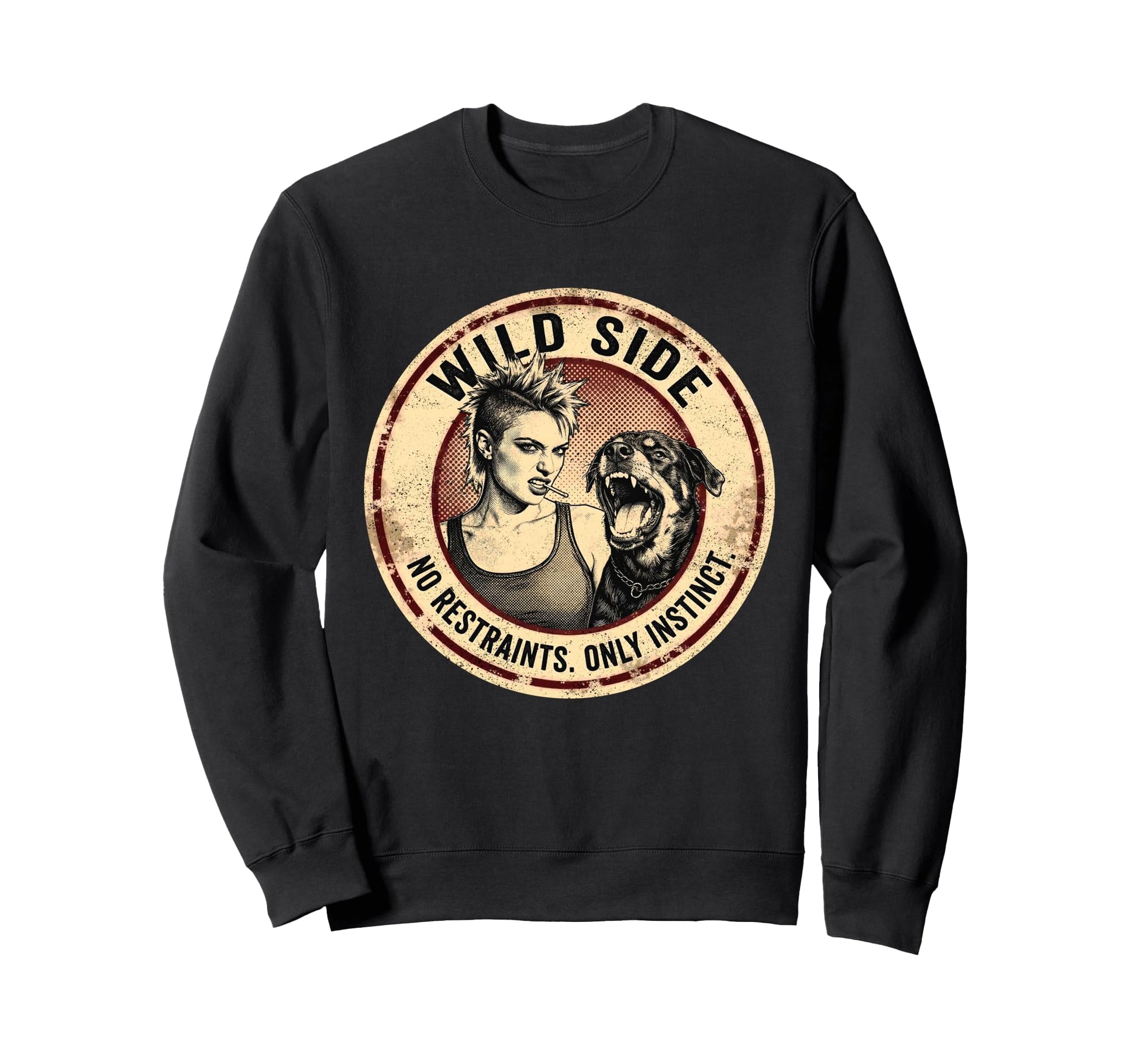 Punk And Dog 90S Grunge Badge Sweatshirt - Aesthetic Graphic for Adults - T-Shirt, Sweatshirt, Hoodie