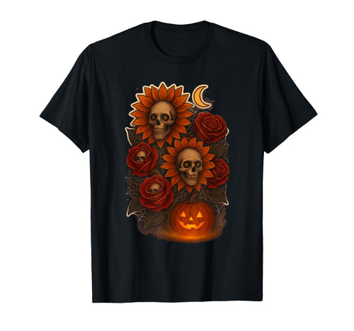 Skull Sunflowers Gothic Goth Creepy Alt T-Shirt - Graphic Print Men Women - T-Shirt, Sweatshirt, Hoodie