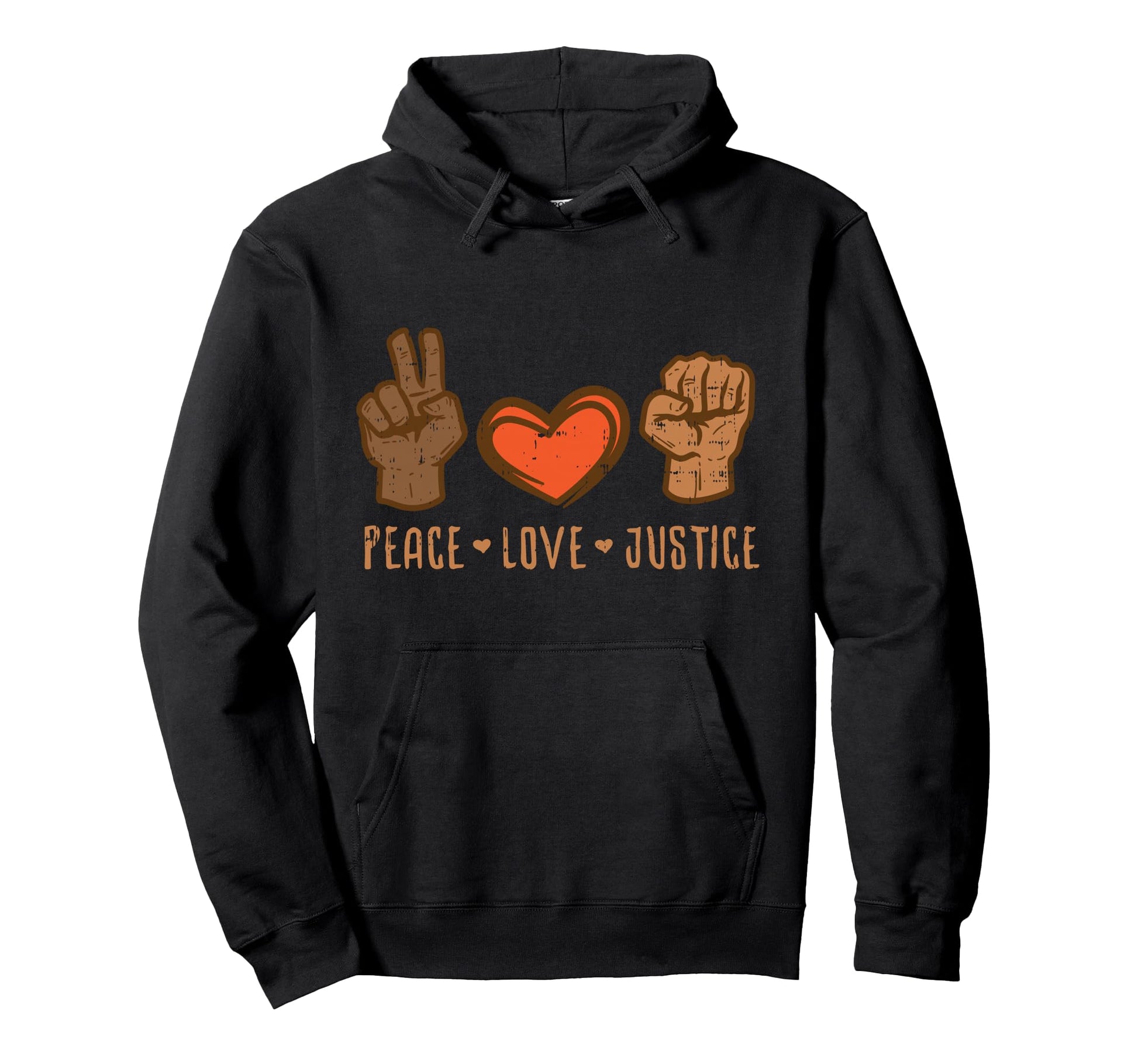 Peace Love Justice Fist Black Lives Hoodie - Custom Art Print for Adults - T-Shirt, Sweatshirt, Hoodie