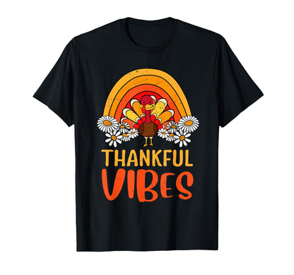 Thankful Vibes Turkey Groovy T-Shirt - Fun Novelty Design Unisex - T-Shirt, Sweatshirt, Hoodie