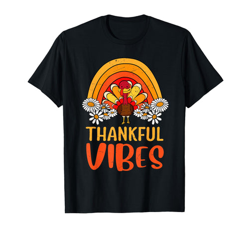 Thankful Vibes Turkey Groovy T-Shirt - Fun Novelty Design Unisex - T-Shirt, Sweatshirt, Hoodie
