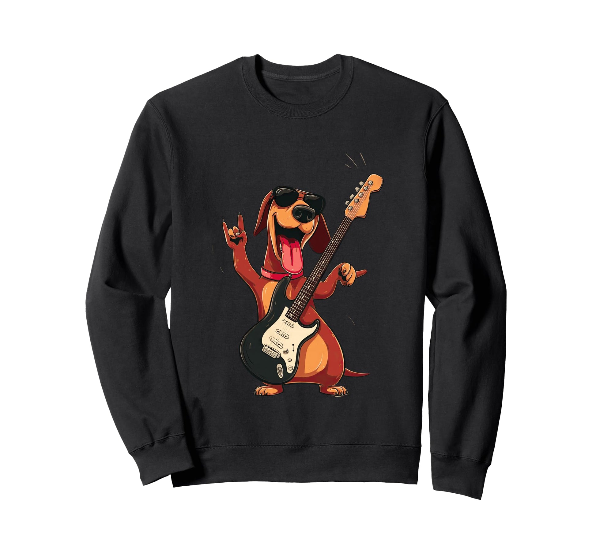 Funny Rock Dog Guitar Playing Sweatshirt - Aesthetic Graphic Men Women - T-Shirt, Sweatshirt, Hoodie