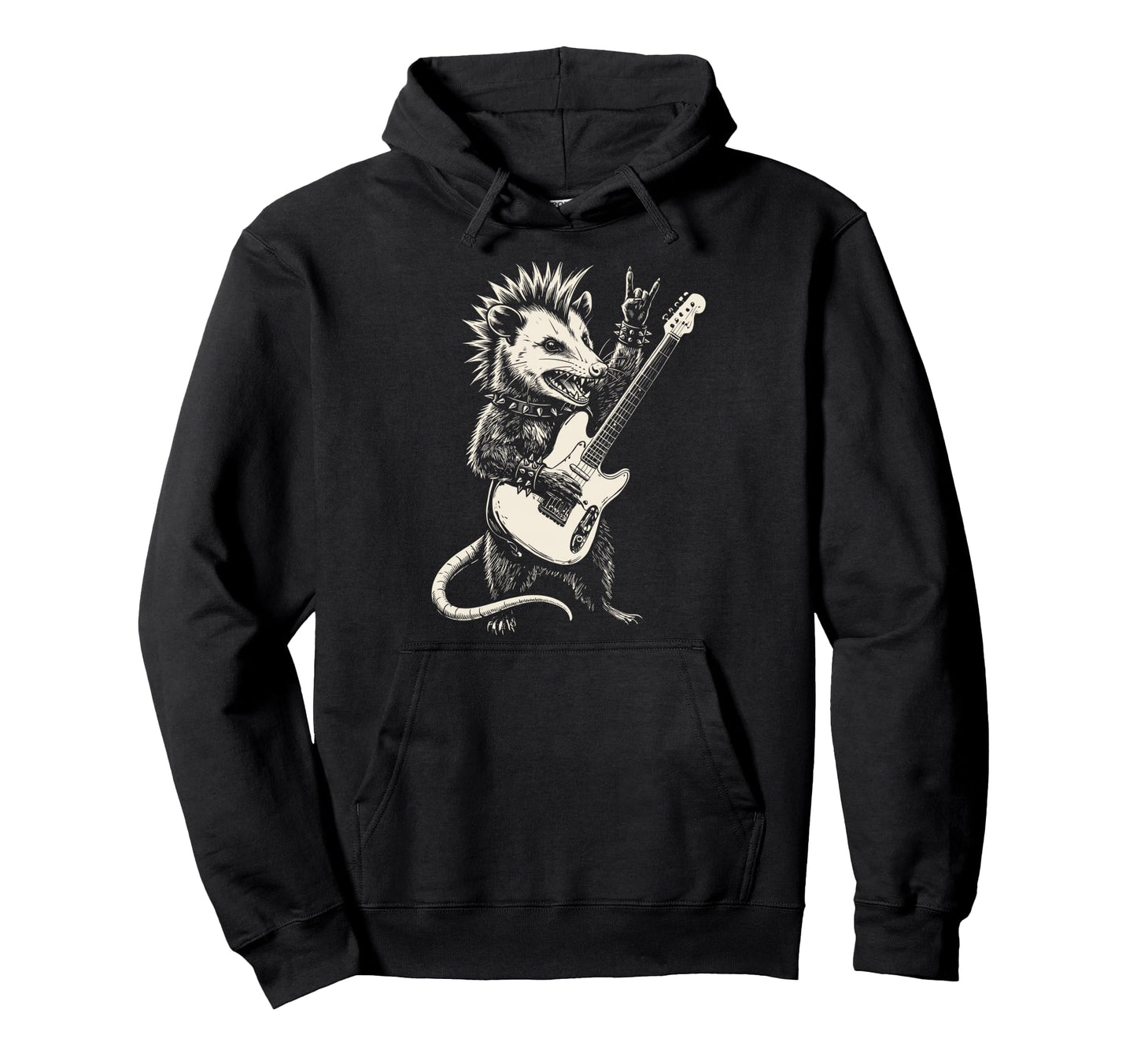 Funny Opossum Playing Guitar Rock And Hoodie - Custom Art Print Unisex - T-Shirt, Sweatshirt, Hoodie