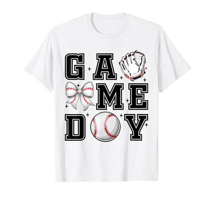 Baseball Coquette Bow Gameday Cheer T-Shirt - Aesthetic Graphic Men Women - T-Shirt, Sweatshirt, Hoodie