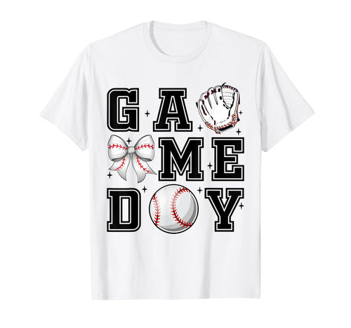 Baseball Coquette Bow Gameday Cheer T-Shirt - Aesthetic Graphic Men Women - T-Shirt, Sweatshirt, Hoodie