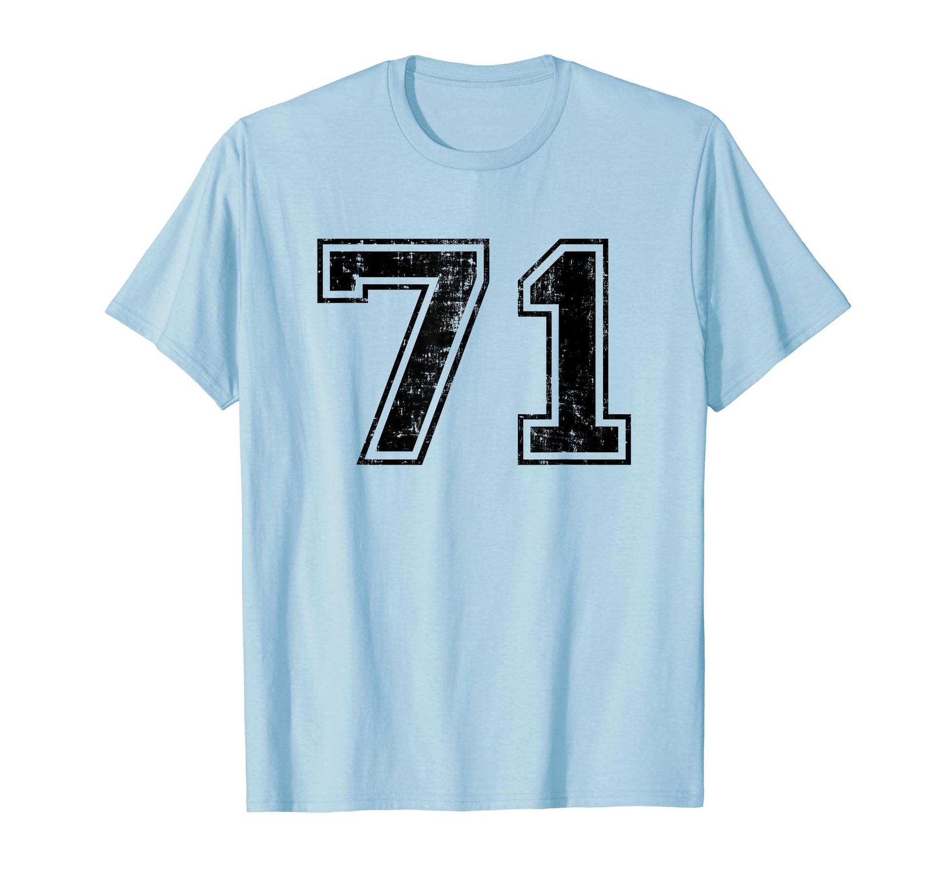 Number 71 Varsity Distressed Sport Team T-Shirt - Unique Graphic Unisex - T-Shirt, Sweatshirt, Hoodie