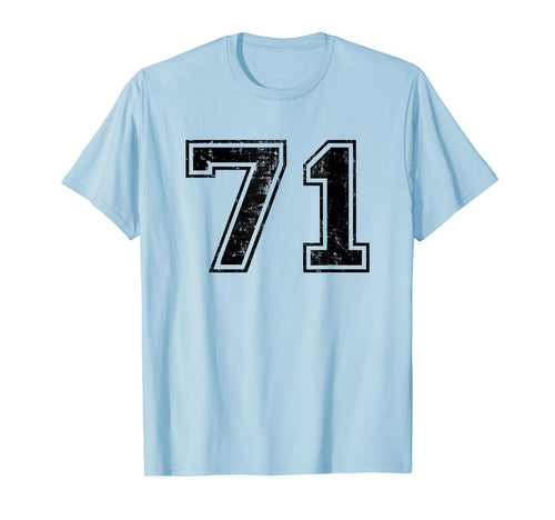 Number 71 Varsity Distressed Sport Team T-Shirt - Unique Graphic Unisex - T-Shirt, Sweatshirt, Hoodie