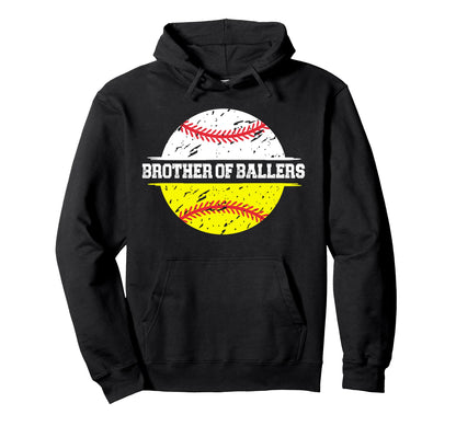 Brother Ballers Proud Softball Baseball Hoodie - Graphic Print Men Women - T-Shirt, Sweatshirt, Hoodie