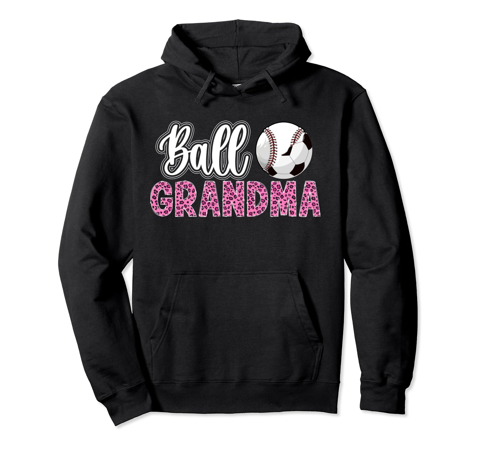 Ball Grandma Leopard Soccer Baseball Hoodie - Novelty Apparel for Adults - T-Shirt, Sweatshirt, Hoodie