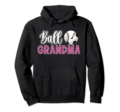 Ball Grandma Leopard Soccer Baseball Hoodie - Novelty Apparel for Adults - T-Shirt, Sweatshirt, Hoodie