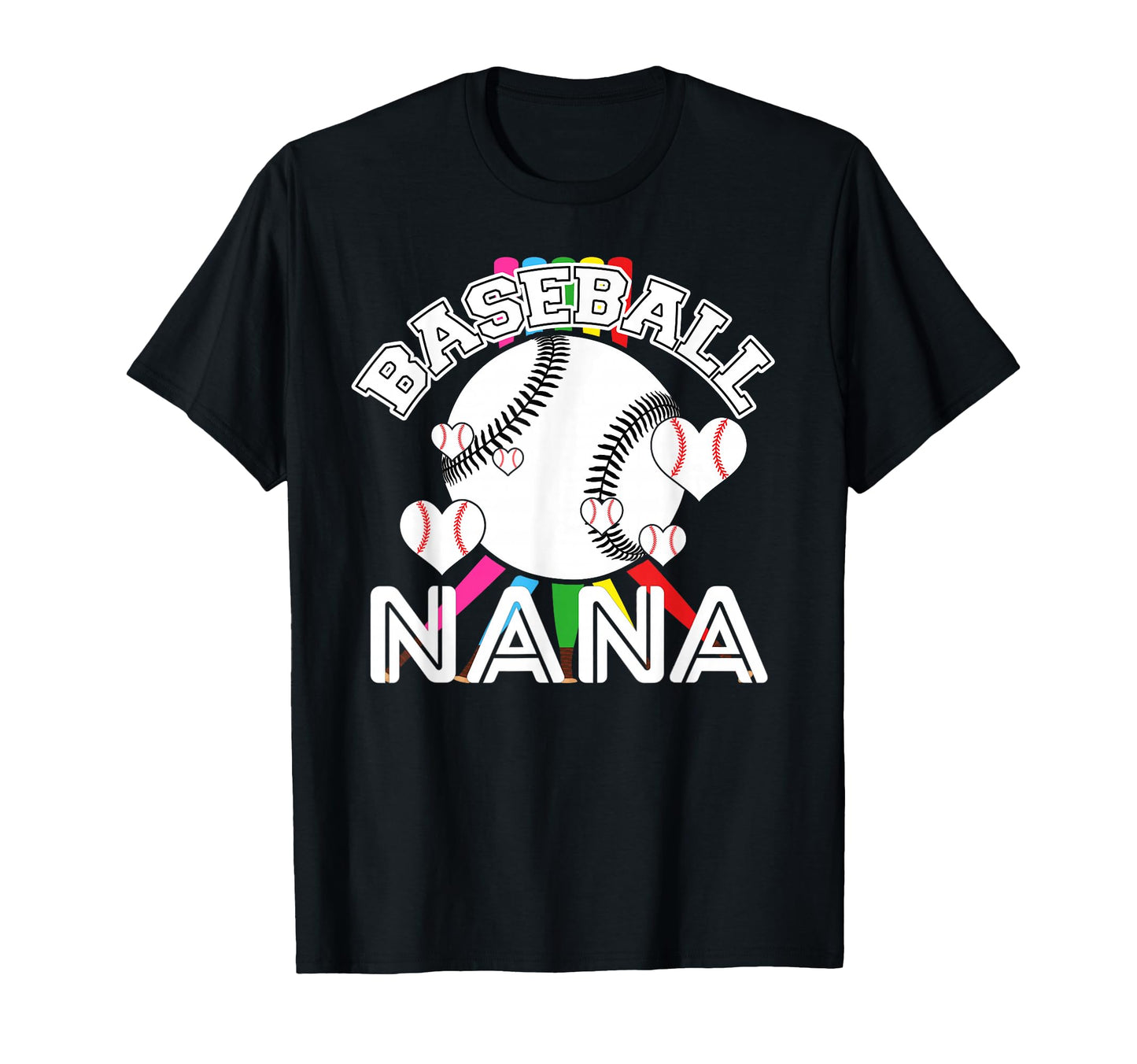 Baseball Nana Grandma Gigi Heart Love T-Shirt - Novelty Apparel for Adults - T-Shirt, Sweatshirt, Hoodie