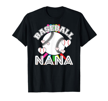 Baseball Nana Grandma Gigi Heart Love T-Shirt - Novelty Apparel for Adults - T-Shirt, Sweatshirt, Hoodie