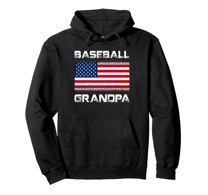 Baseball Grandpa Usa Flag Patriotic Gift Hoodie - Graphic Print Unisex - T-Shirt, Sweatshirt, Hoodie