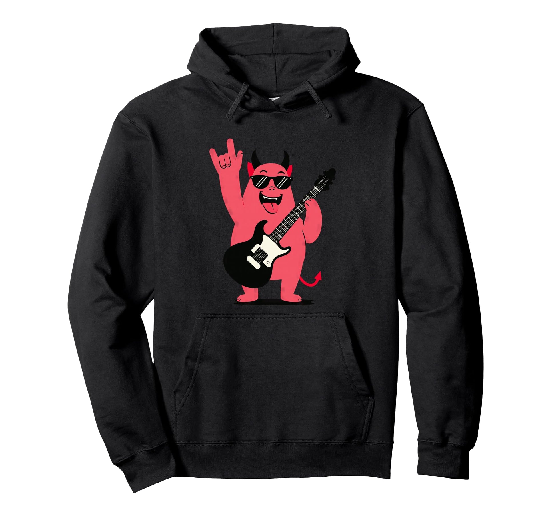 Devil Character Guitar Lover Funny Hoodie - Casual Everyday Wear Men Women - T-Shirt, Sweatshirt, Hoodie