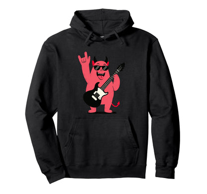 Devil Character Guitar Lover Funny Hoodie - Casual Everyday Wear Men Women - T-Shirt, Sweatshirt, Hoodie