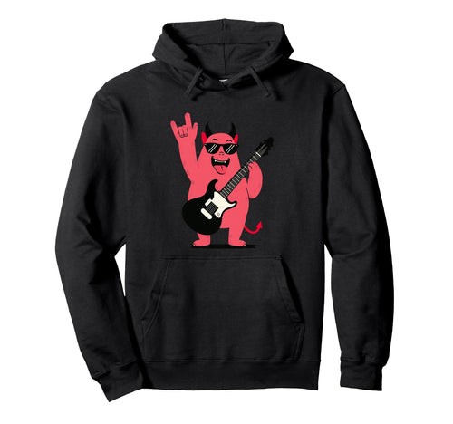 Devil Character Guitar Lover Funny Hoodie - Casual Everyday Wear Men Women - T-Shirt, Sweatshirt, Hoodie