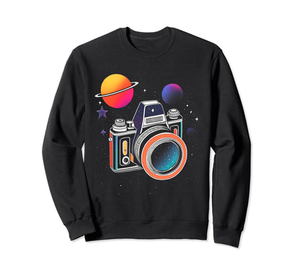 Photography Galaxy Cosmic Camera Sweatshirt - Minimalist Print Men Women - T-Shirt, Sweatshirt, Hoodie