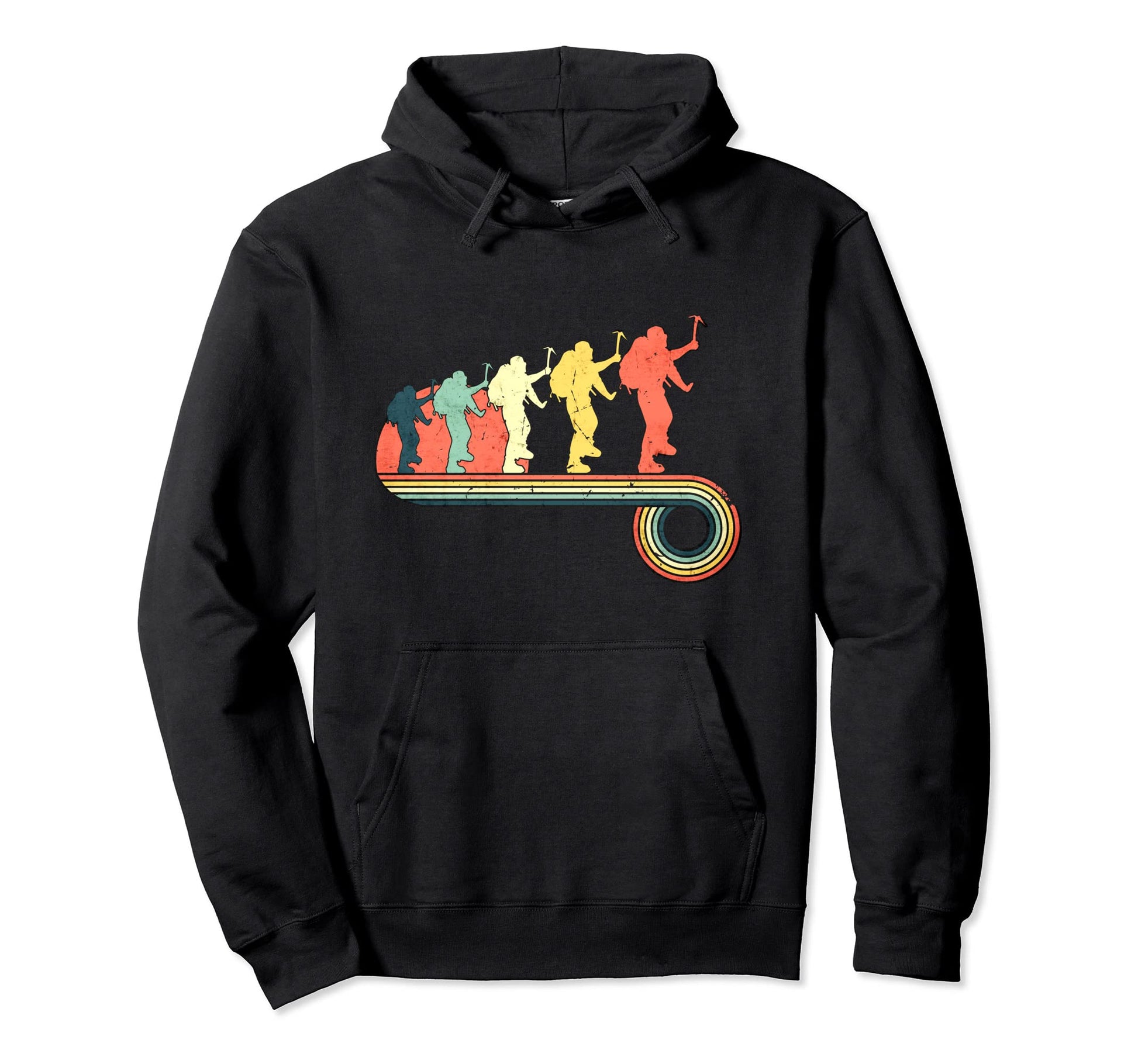 Mountain Climbing Sunset Rainbow Hoodie - Graphic Print Unisex - T-Shirt, Sweatshirt, Hoodie
