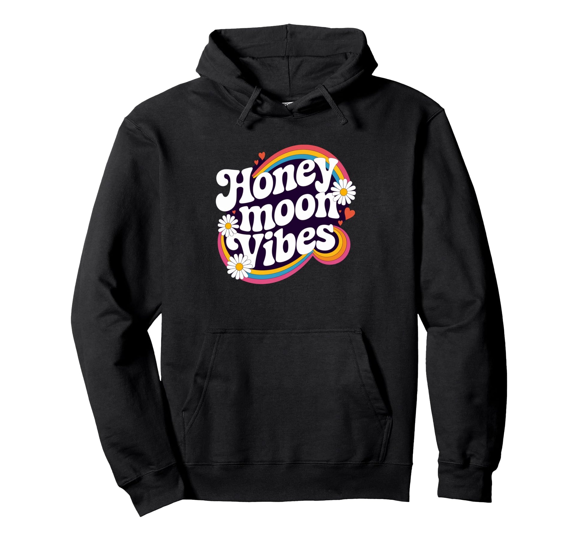 Honeymoon Vibes Rainbow Just Married Hoodie - Unique Graphic for Adults - T-Shirt, Sweatshirt, Hoodie