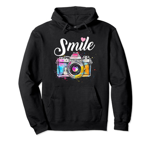 Photographer Smile Camera Funny Hoodie - Casual Everyday Wear for Adults - T-Shirt, Sweatshirt, Hoodie