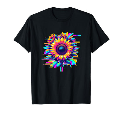 Glitch Sunflower Vaporwave T-Shirt - Casual Everyday Wear Men Women - T-Shirt, Sweatshirt, Hoodie