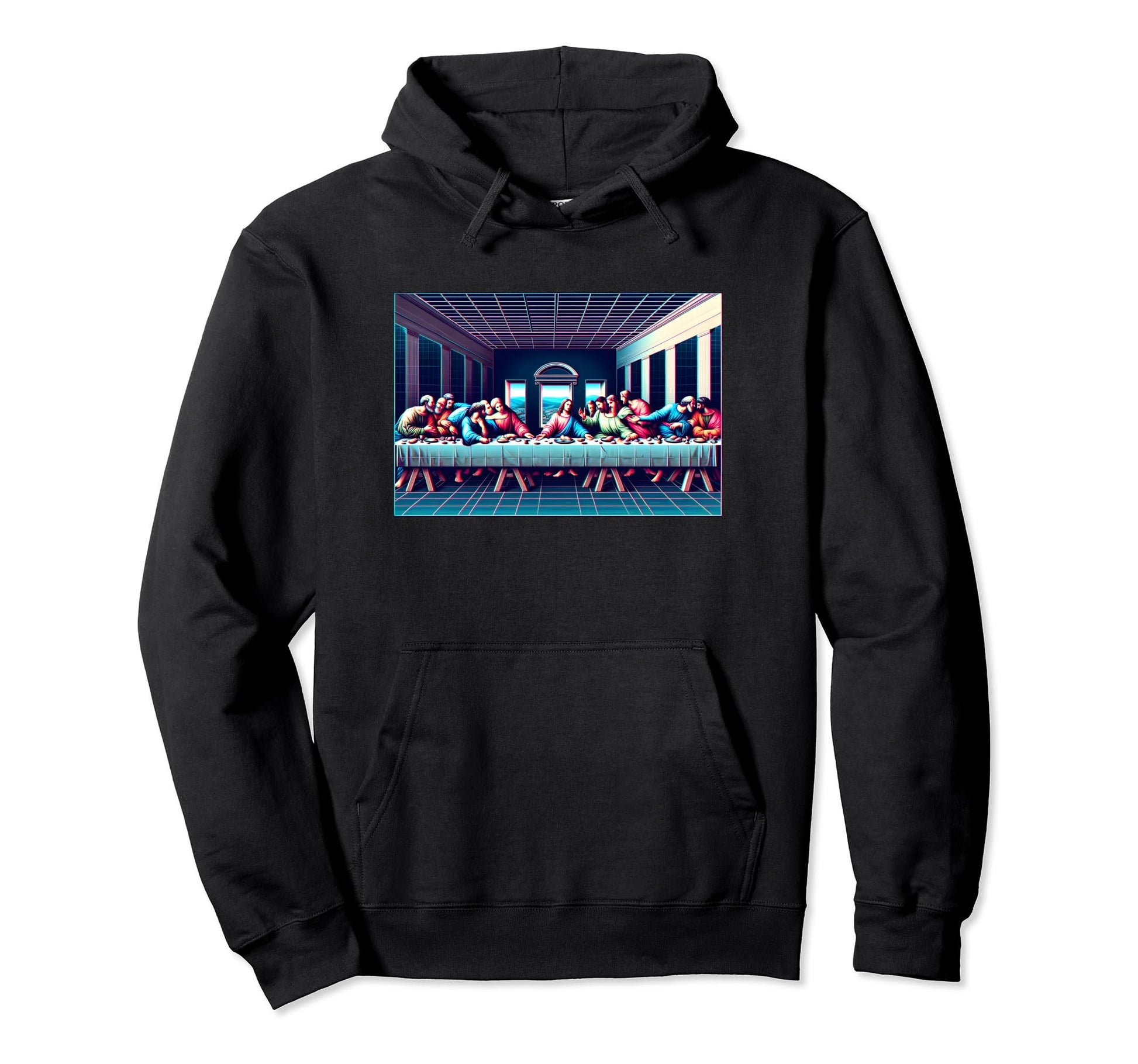 Vaporwave Lords Supper Synthwave 80S Glow Hoodie - Minimalist Print Unisex - T-Shirt, Sweatshirt, Hoodie
