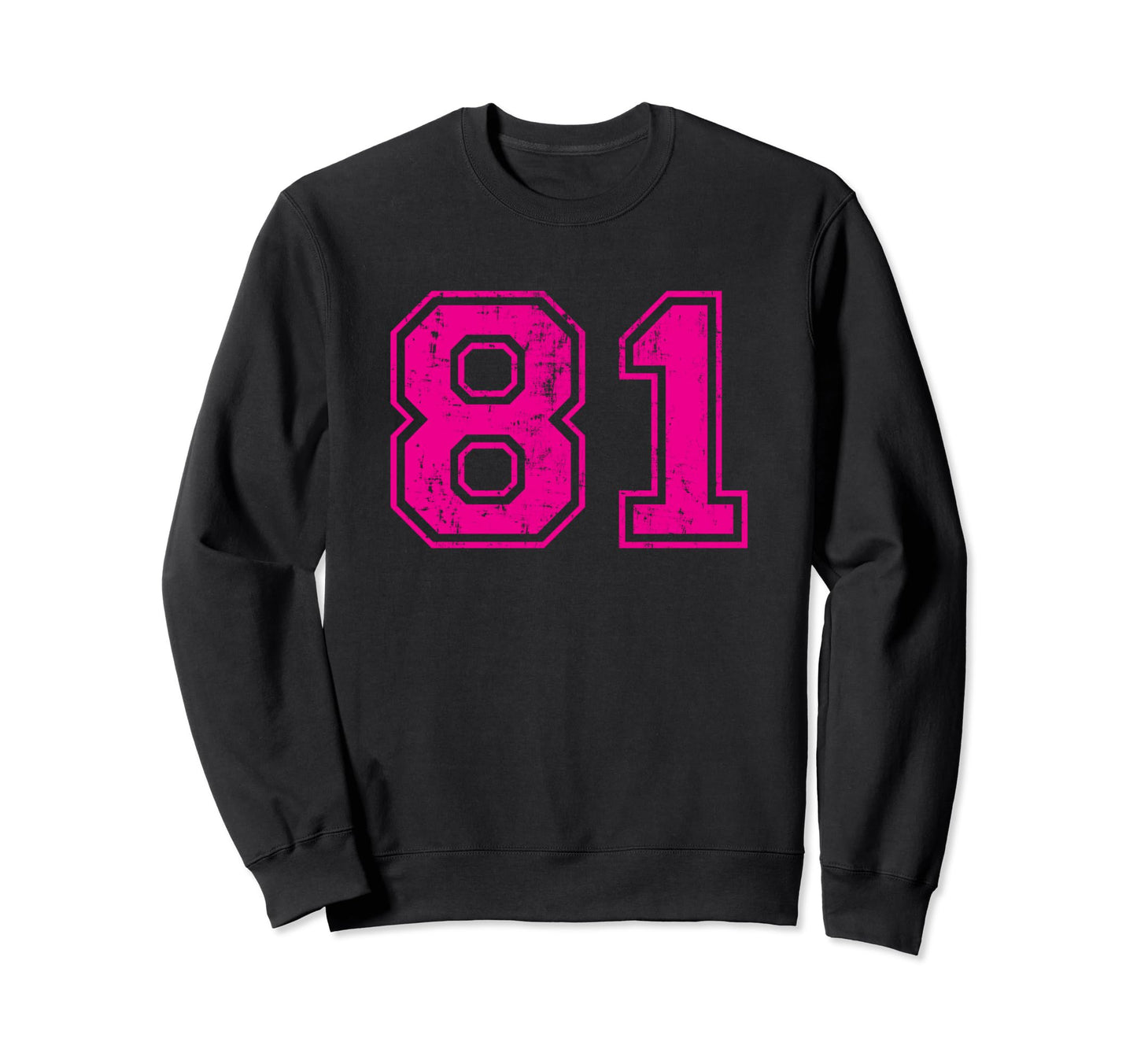 Number 81 Varsity Distressed Sport Sweatshirt - Graphic Print for Adults - T-Shirt, Sweatshirt, Hoodie