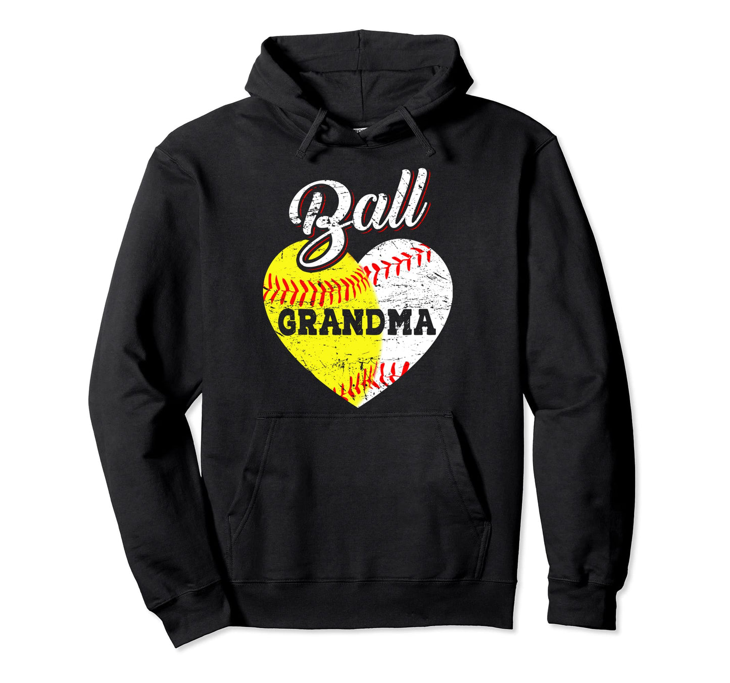 Ball Grandma Baseball Softball Heart Hoodie - Trendy Graphic for Adults - T-Shirt, Sweatshirt, Hoodie