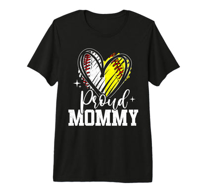 Proud Mommy Baseball Softball T-Shirt - Fun Novelty Design for Adults - T-Shirt, Sweatshirt, Hoodie
