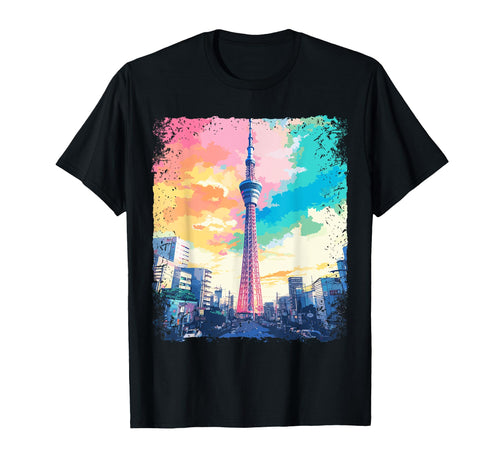 Tokyo Skytree Japan Vaporwave Aesthetic T-Shirt - Graphic Print Men Women - T-Shirt, Sweatshirt, Hoodie
