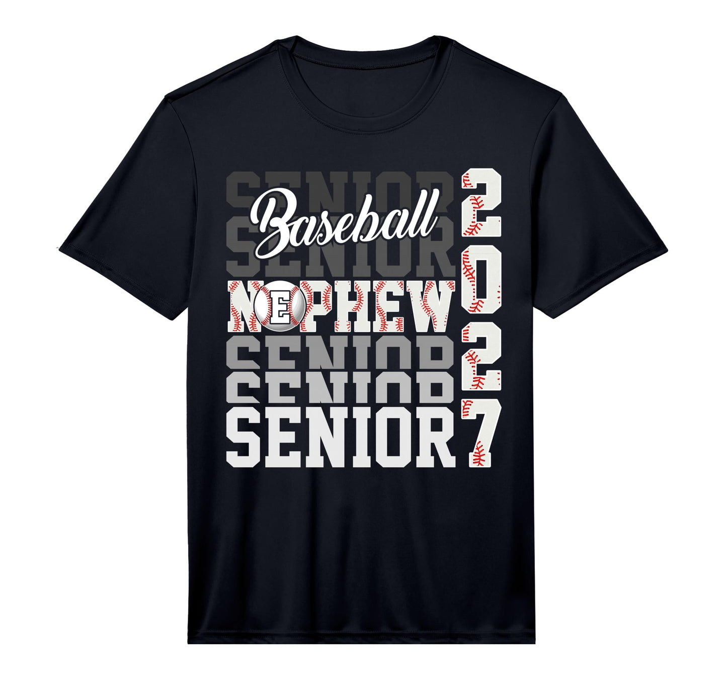 Senior 2027 Baseball Nephew Proud Family T-Shirt - Graphic Print Men Women - T-Shirt, Sweatshirt, Hoodie