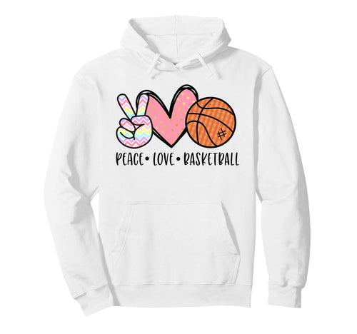 Peace Love Basketball Heart Teens Hoodie - Minimalist Print for Adults - T-Shirt, Sweatshirt, Hoodie