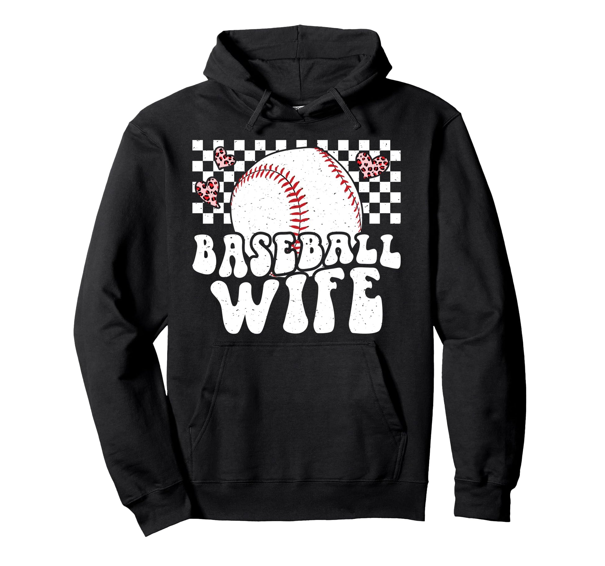 Baseball Wife Groovy Wife Baseball Hoodie - Casual Everyday Wear Men Women - T-Shirt, Sweatshirt, Hoodie