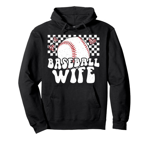 Baseball Wife Groovy Wife Baseball Hoodie - Casual Everyday Wear Men Women - T-Shirt, Sweatshirt, Hoodie