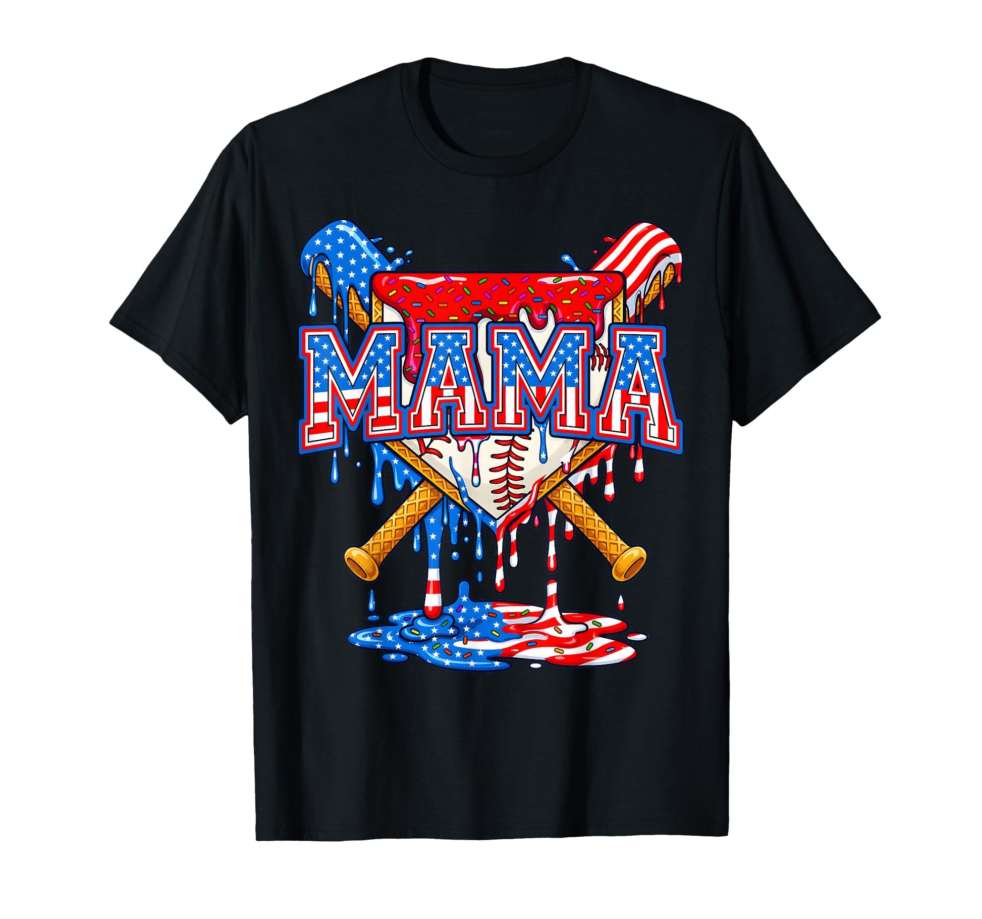 Baseball Drip Mom Ice Cream Drip Mama T-Shirt - Trendy Graphic Men Women - T-Shirt, Sweatshirt, Hoodie