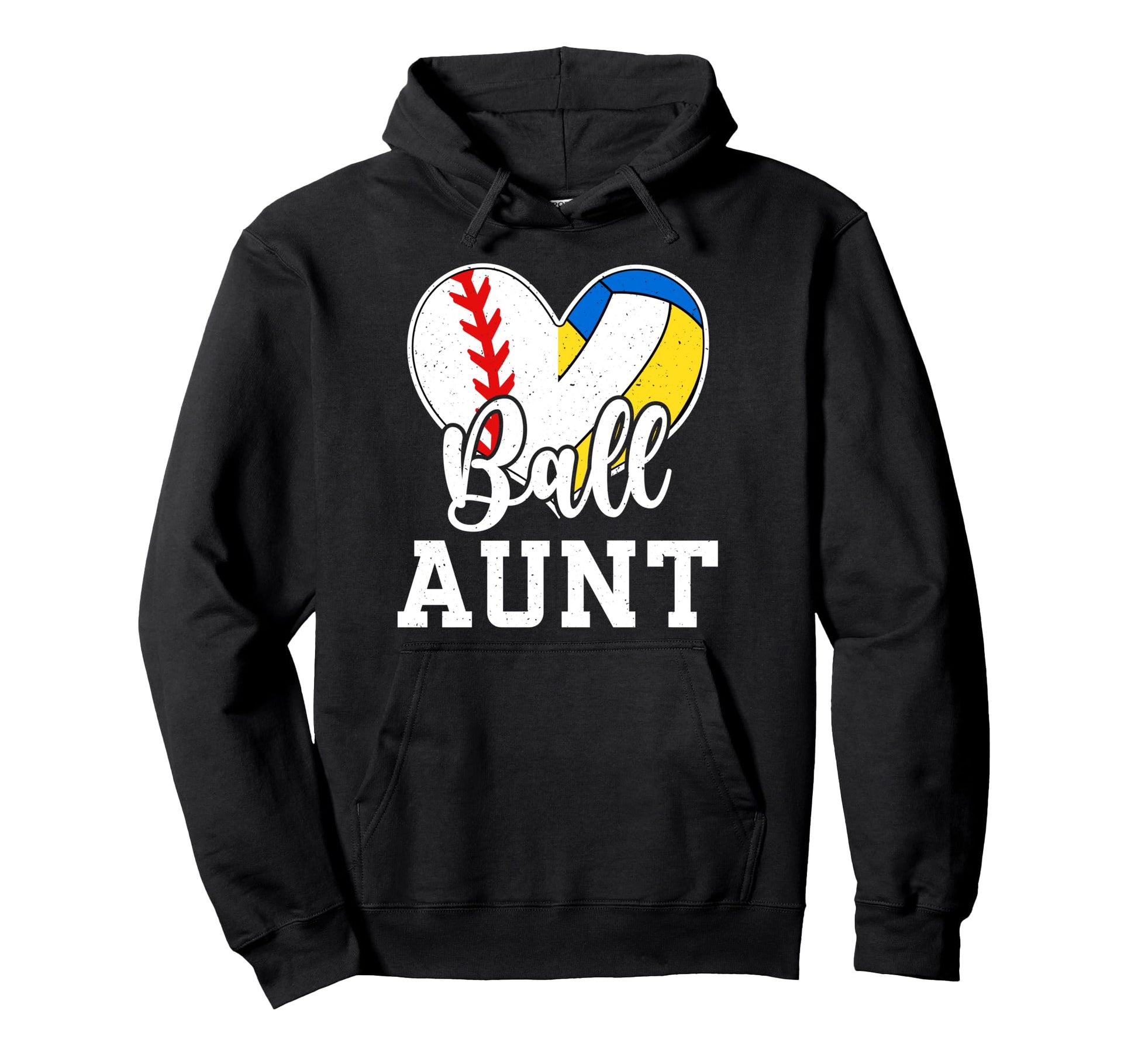 Ball Aunt Heart Baseball Volleyball Hoodie - Casual Everyday Wear Unisex - T-Shirt, Sweatshirt, Hoodie