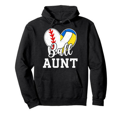 Ball Aunt Heart Baseball Volleyball Hoodie - Casual Everyday Wear Unisex - T-Shirt, Sweatshirt, Hoodie