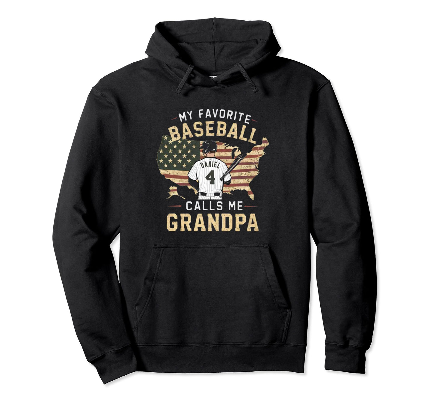 Baseball Grandpa Usa Favorite Player Hoodie - Graphic Print Men Women - T-Shirt, Sweatshirt, Hoodie
