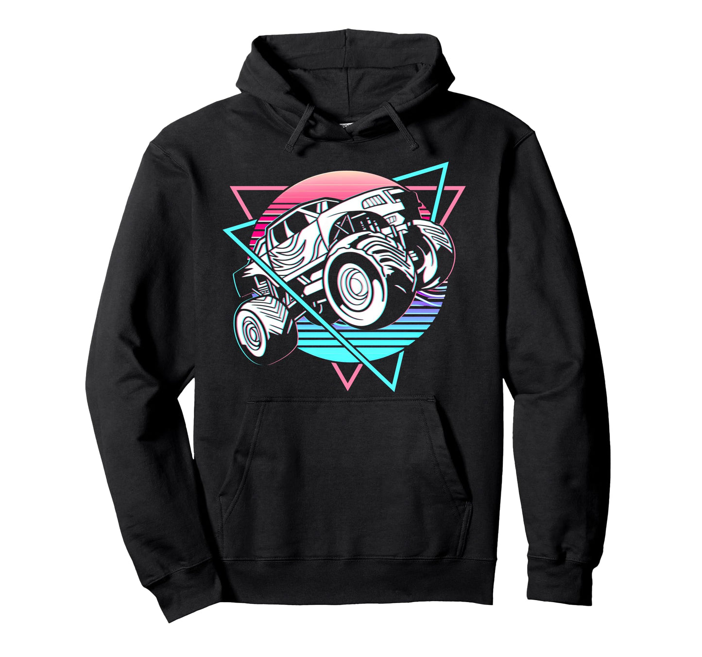 Vaporwave Aesthetic Monster Truck Offroad Hoodie - Unique Graphic Unisex - T-Shirt, Sweatshirt, Hoodie
