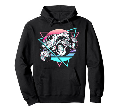 Vaporwave Aesthetic Monster Truck Offroad Hoodie - Unique Graphic Unisex - T-Shirt, Sweatshirt, Hoodie